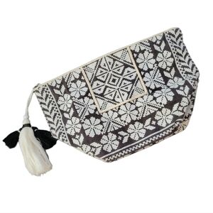 Star Mela woven embroidered fabric zipper pouch